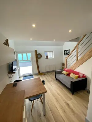 Un ou plusieurs lits dans un hébergement de l'établissement gîte avec chambre mezzanine pour 2 pers