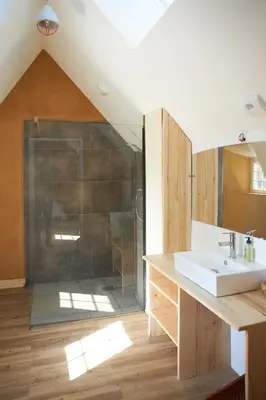 Salle de bains dans l'établissement Ferme de Franqueville