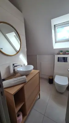Salle de bains dans l'établissement Villa 5*, mer à 3 mn, piscine intérieure à 28°