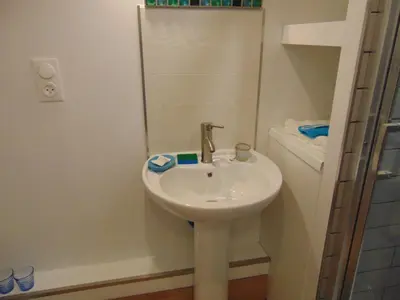 Salle de bains dans l'établissement La Vesiniere/BelleFleur gite