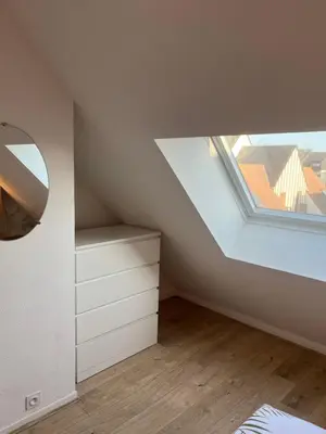 Un ou plusieurs lits dans un hébergement de l'établissement Charmant Duplex, 300 m de la mer