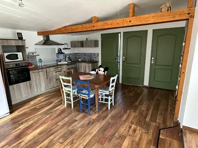 Cuisine ou kitchenette dans l'établissement Cottage entre Terre et Mer