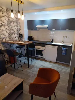 Cuisine ou kitchenette dans l'établissement Le triplex Côté plage plein Sud