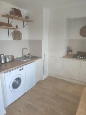 Cuisine ou kitchenette dans l'établissement Appartement liberty