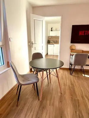 Télévision ou salle de divertissement dans l'établissement Charmant studio + parking privé
