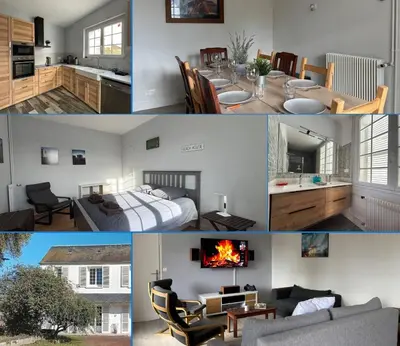 Un ou plusieurs lits dans un hébergement de l'établissement La Fromagerie Maison lumineuse et spacieuse beau séjour 5 chambres 2 wc 1 salle d'eau grand jardin clos 5mn à pied commerces 10 mn plage Omaha Beach proche plages du débarquement