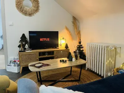 Télévision ou salle de divertissement dans l'établissement Le 6 appartement Centre-ville Caen - Port