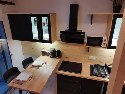 Cuisine ou kitchenette dans l'établissement Bulles et belle étoile SPA proche de Caen