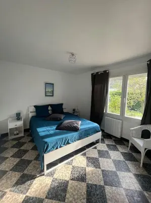 Coin salon dans l'établissement Charmante Maison proche mer