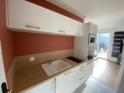 Cuisine ou kitchenette dans l'établissement Appartement BIENVENUE