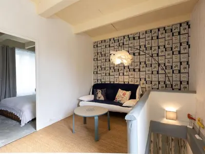 Coin salon dans l'établissement Holiday Home Océane by Interhome