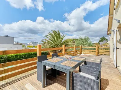 Balcon ou terrasse dans l'établissement Maison de Campagne Familiale à Portbail - 6 personnes