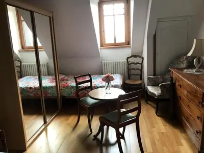 Un ou plusieurs lits dans un hébergement de l'établissement Appartement lumineux avec vue sur la mer à Port-Bail 70 m² 4 pers.
