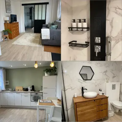 Cuisine ou kitchenette dans l'établissement Le studio d'Arry
