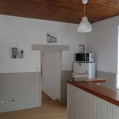 Cuisine ou kitchenette dans l'établissement Les Aigrettes, en plein centre, à 200m de la plage