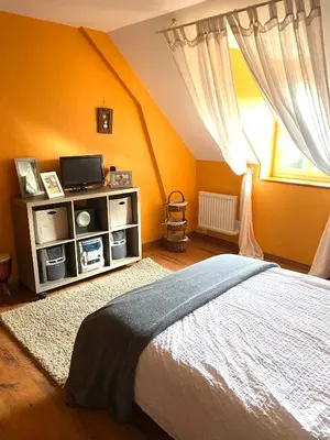 Un ou plusieurs lits dans un hébergement de l'établissement Le Taut 44 - chambre Omaha - salle de bains partagée