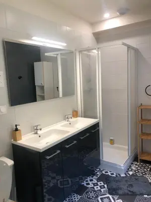 Salle de bains dans l'établissement La maison du lac