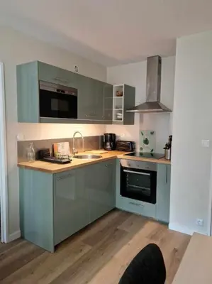 Cuisine ou kitchenette dans l'établissement Joli appartement avec balcon