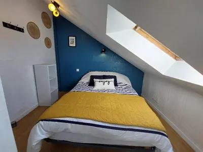 Un ou plusieurs lits dans un hébergement de l'établissement Gîte 4 places- Mont-Saint-Michel- Le moulin