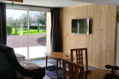 Télévision ou salle de divertissement dans l'établissement Gîte du domaine de la longue fosse