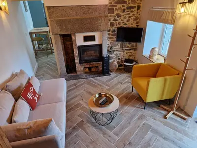 Coin salon dans l'établissement Maison - Gîte du Cotentin 4-6 personnes
