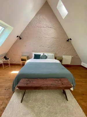 Un ou plusieurs lits dans un hébergement de l'établissement Les Pommiers d'Amfreville, Chambres d'hôtes & Table d'hôtes