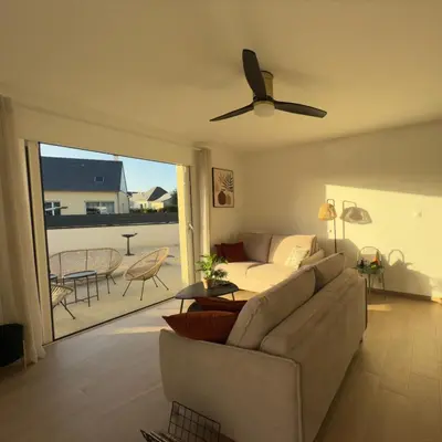 Coin salon dans l'établissement Villa Saint Mart-Plage à 500m-Tout inclus