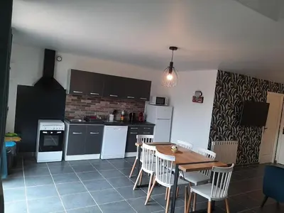 Cuisine ou kitchenette dans l'établissement Mulots et Bulots