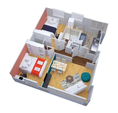 Plan de l'établissement Belle Vaucelles • rénové et design • parking, wifi