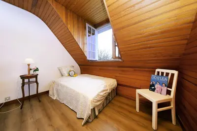 Un ou plusieurs lits dans un hébergement de l'établissement La Belle Etoile - Maison avec grand jardin