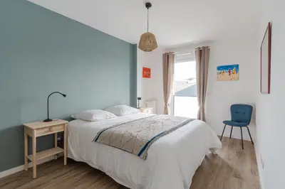 Un ou plusieurs lits dans un hébergement de l'établissement Madreperla - Appt à moins dun km de la plage