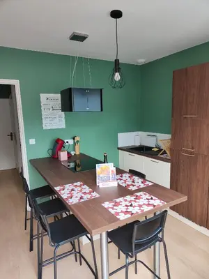 Cuisine ou kitchenette dans l'établissement Le gîte de la tortue