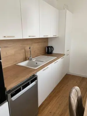 Cuisine ou kitchenette dans l'établissement Maison de ville avec terrasse