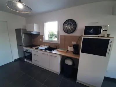 Cuisine ou kitchenette dans l'établissement Maison neuve tout équipée