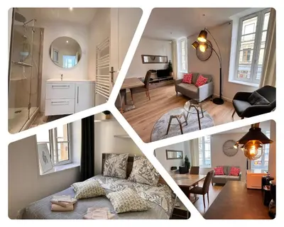 Coin salon dans l'établissement L'Elégant Bayeusain - Appartement 4P Centre Bayeux