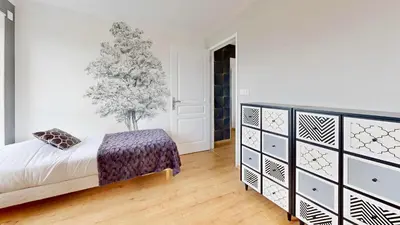 Un ou plusieurs lits dans un hébergement de l'établissement La Clef Decamp Maison des Bruyères 25pers jacuzzi, billard baby