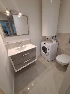 Salle de bains dans l'établissement Gites des falaises de Longues 6personnes