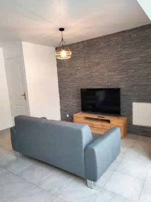 Télévision ou salle de divertissement dans l'établissement Maison avec jardin Cherbourg