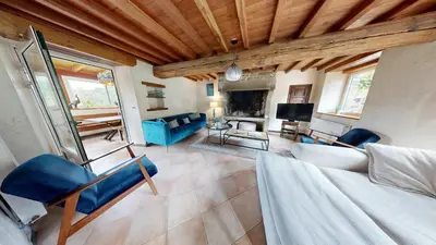 Télévision ou salle de divertissement dans l'établissement La Clef Decamp Hambye'ance Nature 28pers spa finlandais billard