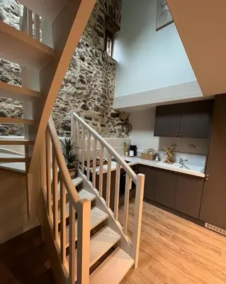 Cuisine ou kitchenette dans l'établissement Le Moulin de Blanchelande