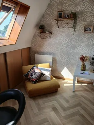 Coin salon dans l'établissement Studio neuf et équipé bord de mer