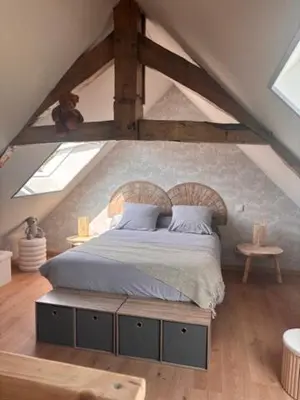 Un ou plusieurs lits dans un hébergement de l'établissement Le Cottage d'Emmy - Rose