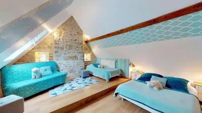 Un ou plusieurs lits dans un hébergement de l'établissement La Clef Decamp Duckerie 55 pers 5 Gîtes jacuzzi, 15min Mer