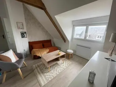 Coin salon dans l'établissement Appartement cosy centre ville