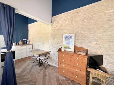 Télévision ou salle de divertissement dans l'établissement Studio Confort Bourg de Mer sur Gold Beach
