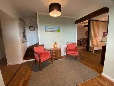 Coin salon dans l'établissement Maison de famille- vue sur mer - 6 à 8 personnes