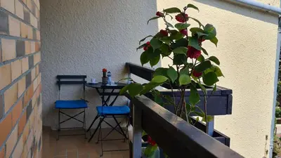 Balcon ou terrasse dans l'établissement Appartement lumineux dans résidence calme et arborée