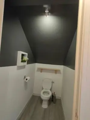 Salle de bains dans l'établissement Maison familiale Cherbourg-ping pong-baby foot