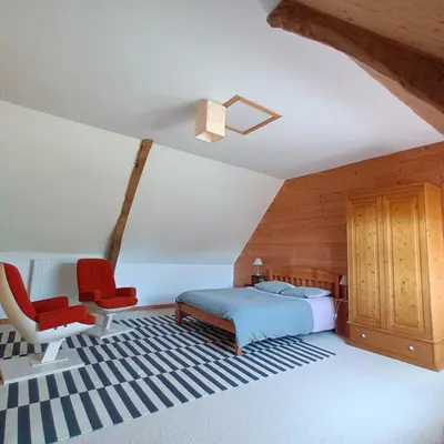 Un ou plusieurs lits dans un hébergement de l'établissement Chambre des bords de Siame