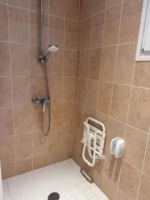 Salle de bains dans l'établissement L'Overlord , meublé de tourisme